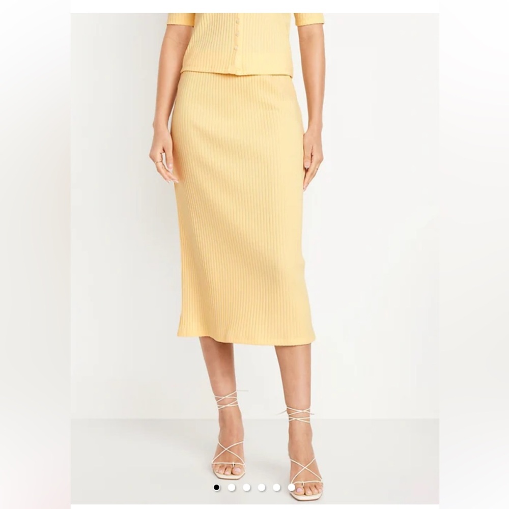 Ribbed Midi Skirt butter yellow
